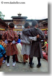 asia, asian, bhutan, boyfriends, boys, people, vertical, wangduephodrang dzong, photograph