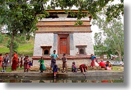 asia, asian, bhutan, boys, childrens, holes, horizontal, people, wangduephodrang dzong, watering, photograph