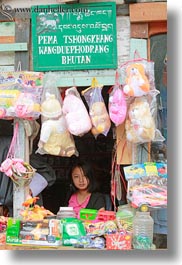 asia, asian, bhutan, booths, candy, girls, people, vertical, wangduephodrang dzong, photograph