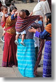 asia, asian, babies, backs, bhutan, mothers, people, vertical, wangduephodrang dzong, photograph