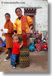 asia, asian, babies, bhutan, mothers, people, vertical, wangduephodrang dzong, photograph