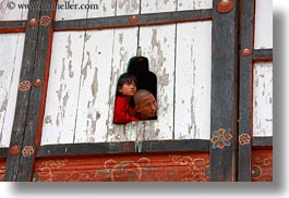 asia, asian, bhutan, horizontal, people, wangduephodrang dzong, windows, photograph