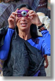 asia, bhutan, cameras, eyes, people, purple, vertical, wangduephodrang dzong, womens, photograph