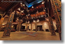 asia, bhutan, glow, horizontal, hotels, lights, lobby, zhiwa ling hotel, photograph