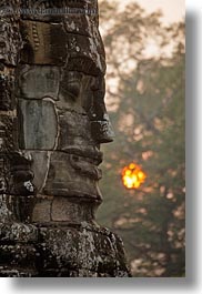 angkor thom, asia, bayon, cambodia, faces, rocks, towers, vertical, photograph