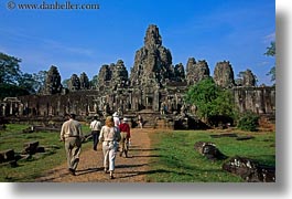 angkor thom, asia, bayon, cambodia, facades, horizontal, temples, photograph