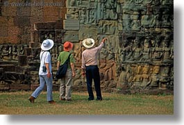 angkor thom, asia, bas reliefs, cambodia, elephant terrace, horizontal, viewing, photograph