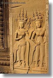 angkor wat, apsara, asia, bas reliefs, cambodia, vertical, photograph