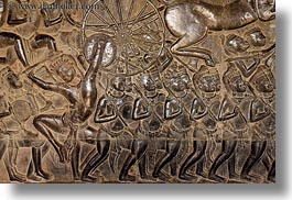 angkor wat, asia, bas reliefs, battle, cambodia, horizontal, scenes, photograph