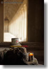 angkor wat, asia, cambodia, candles, corridors, vertical, photograph