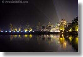 angkor wat, asia, cambodia, gates, horizontal, long exposure, moat, nite, reflections, trees, west, photograph