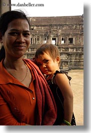 angkor wat, asia, cambodia, childrens, mothers, people, vertical, photograph