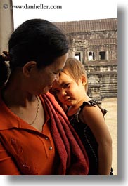 angkor wat, asia, cambodia, childrens, mothers, people, vertical, photograph
