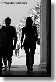 angkor wat, asia, black and white, cambodia, doors, frames, people, silhouettes, vertical, photograph