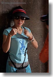 angkor wat, asia, black, blues, cambodia, people, vertical, visor, womens, photograph