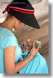 angkor wat, asia, black, blues, cambodia, people, vertical, visor, womens, photograph