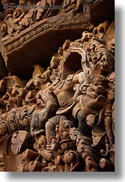 asia, banteay srei, bas reliefs, cambodia, vertical, photograph
