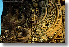 asia, banteay srei, bas reliefs, cambodia, horizontal, nagas, photograph