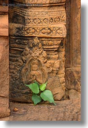 asia, banteay srei, bas reliefs, cambodia, pillars, vertical, photograph