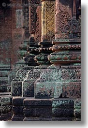 asia, banteay srei, bas reliefs, cambodia, pillars, vertical, photograph