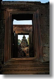 asia, banteay srei, bas reliefs, cambodia, doors, vertical, photograph