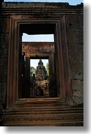 asia, banteay srei, bas reliefs, cambodia, doors, vertical, photograph