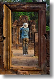 asia, banteay srei, cambodia, doors, people, photographing, vertical, photograph