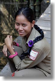 asia, beng mealea, black, cambodia, hair, vertical, womens, photograph