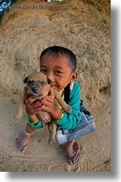 asia, boys, cambodia, people, puppies, vertical, photograph