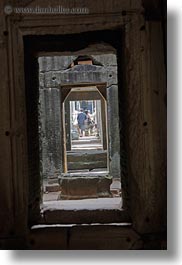 asia, cambodia, doors, preah khan, tunnel, vertical, photograph