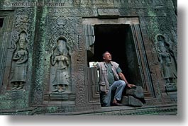 asia, bas reliefs, cambodia, horizontal, men, ta promh, windows, photograph