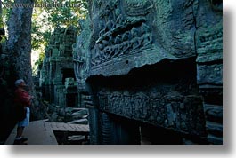 asia, bas reliefs, cambodia, horizontal, ta promh, tourists, viewing, photograph