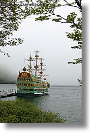 ashi, asia, boats, ferry, hakone, japan, lake ashi, lakes, vertical, photograph