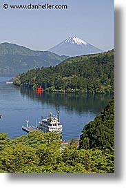 asia, fuji, hakone, japan, mountains, mt fuji, steamship, vertical, photograph