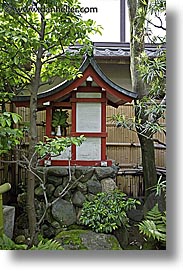 asia, gardens, japan, koto in, kyoto, red, shrine, trim, vertical, photograph