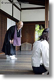asia, bowing, japan, koto in, kyoto, priests, vertical, photograph