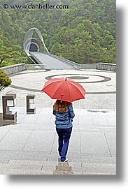 asia, japan, kyoto, miho museum, oranges, tunnel, umbrellas, vertical, photograph
