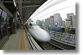 asia, bullet, fisheye lens, horizontal, japan, speeding, trains, transportation, photograph