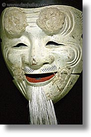 asia, japan, masks, mounted, noh masks, people, vertical, photograph