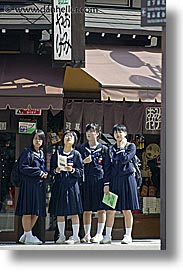 asia, japan, japanese, people, schoolgirls, takayama, vertical, photograph