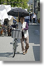 asia, bicycles, japan, people, takayama, vertical, walking, womens, photograph