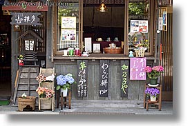 asia, flowers, horizontal, japan, shops, takayama, towns, photograph