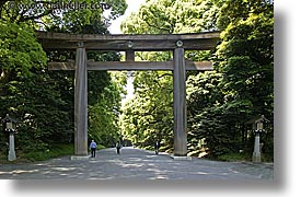 asia, gates, horizontal, japan, japanese, kanto, meiji shrine, shinto, shrine, tokyo, torii, torii gate, photograph