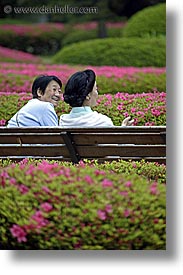 asia, benches, japan, kanto, royal palace gardens, tokyo, vertical, womens, photograph