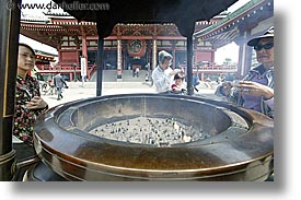 asia, horizontal, incense, japan, kanto, sensoji temple, tokyo, vats, photograph