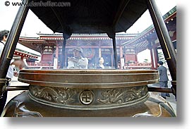 asia, horizontal, incense, japan, kanto, sensoji temple, tokyo, vats, photograph