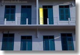 asia, blues, buildings, horizontal, laos, luang prabang, shuttered, photograph