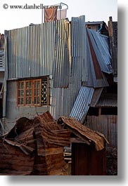 asia, buildings, corregated, laos, luang prabang, metal, vertical, photograph