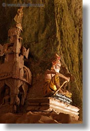 asia, buddhas, buildings, cave temple, caves, figurines, laos, luang prabang, temples, vertical, photograph