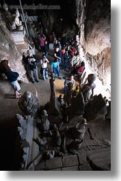 altar, asia, buildings, cave temple, laos, luang prabang, people, temples, vertical, photograph